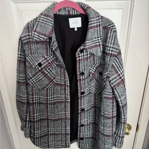 Greylin Gray and Pink Plaid Teddy Jacket